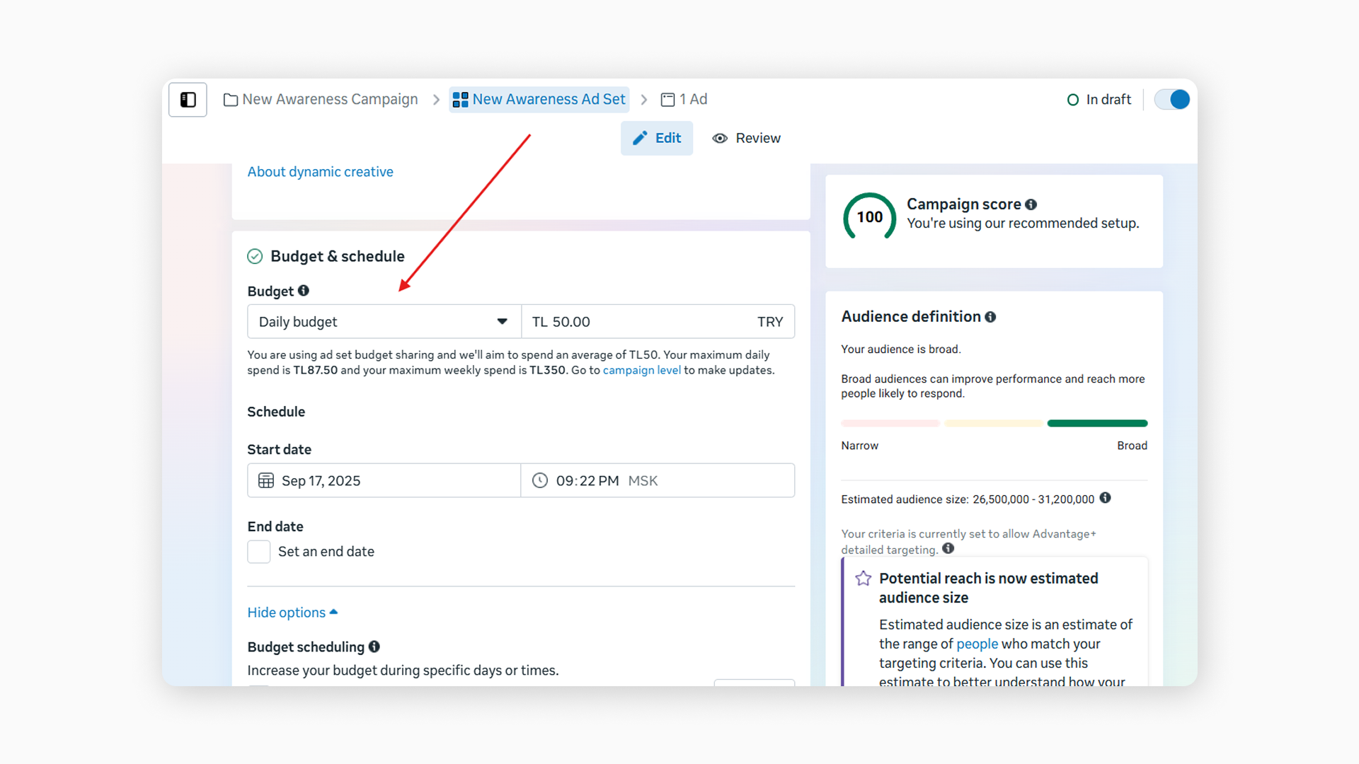 Ads Manager | Budget
