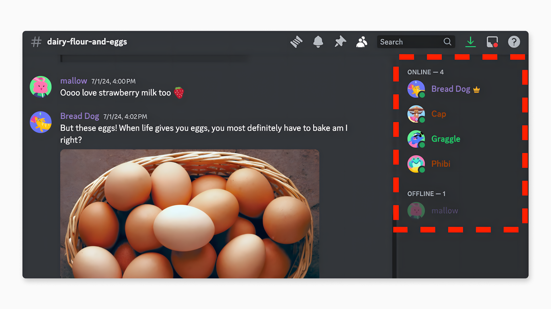 Example of role colors on Discord