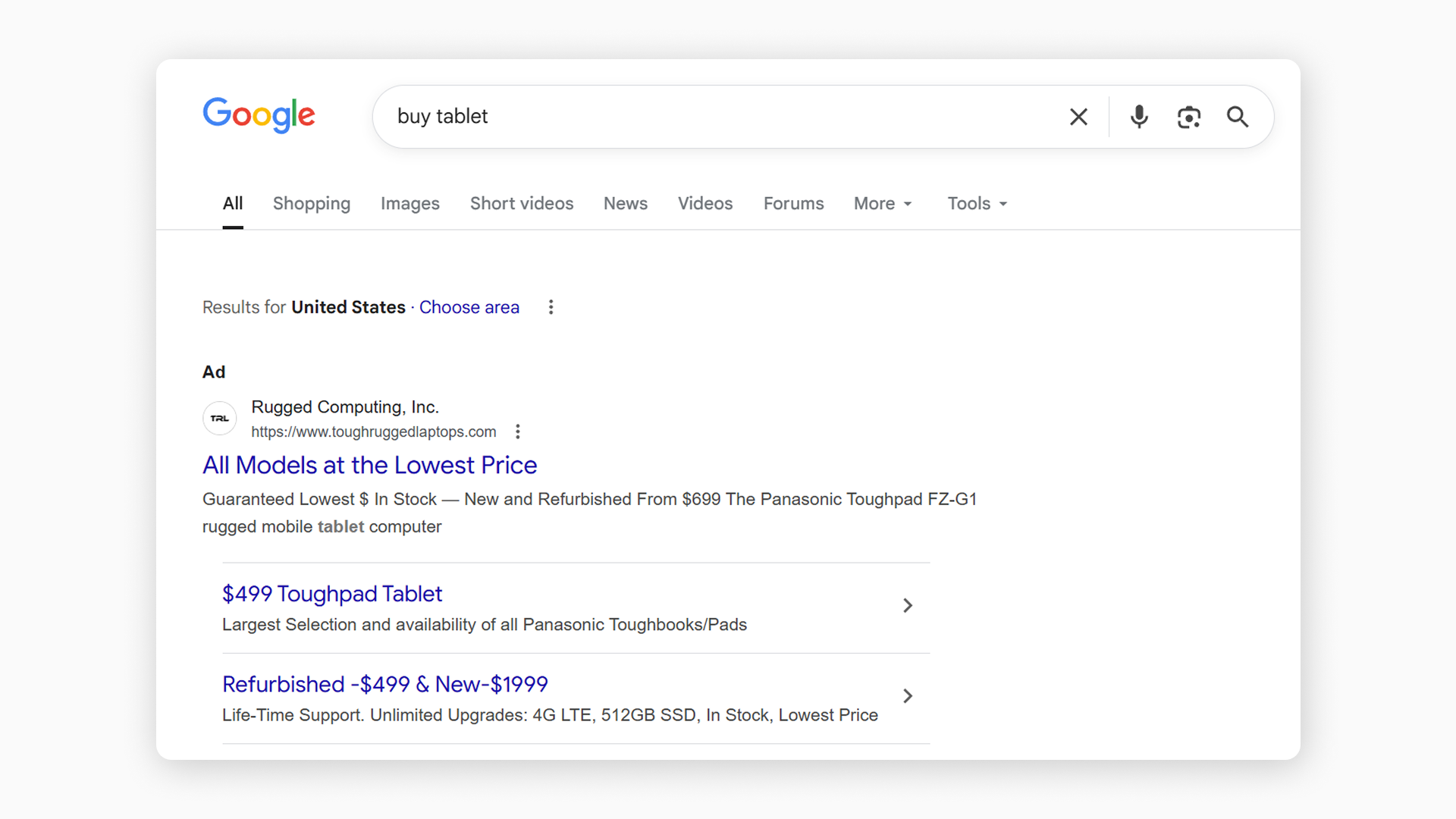 Google Ads in search results