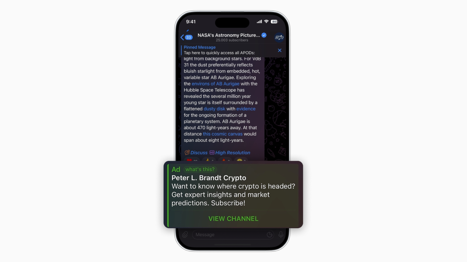 Telegram ad example