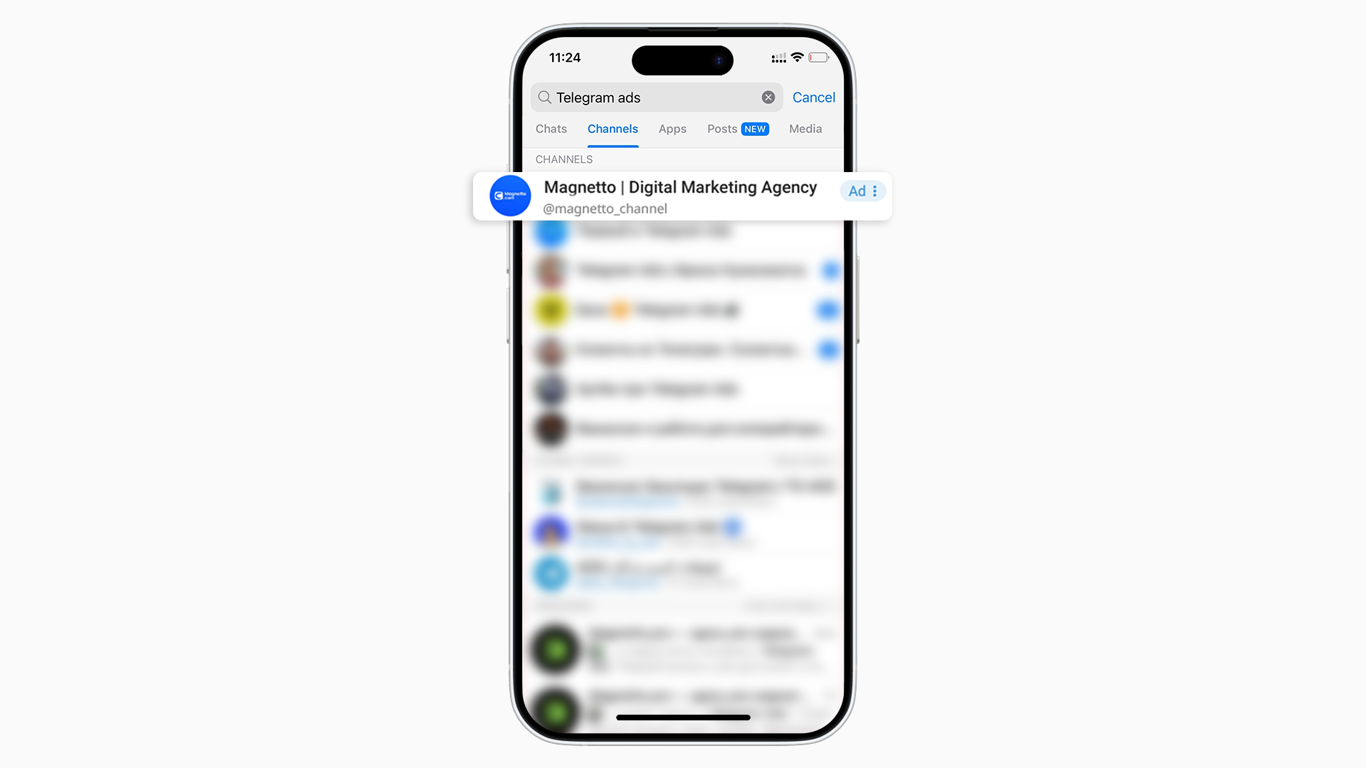 Telegram Ad in search