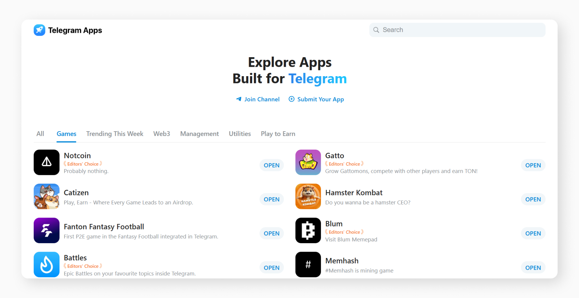 Telegram Apps Center