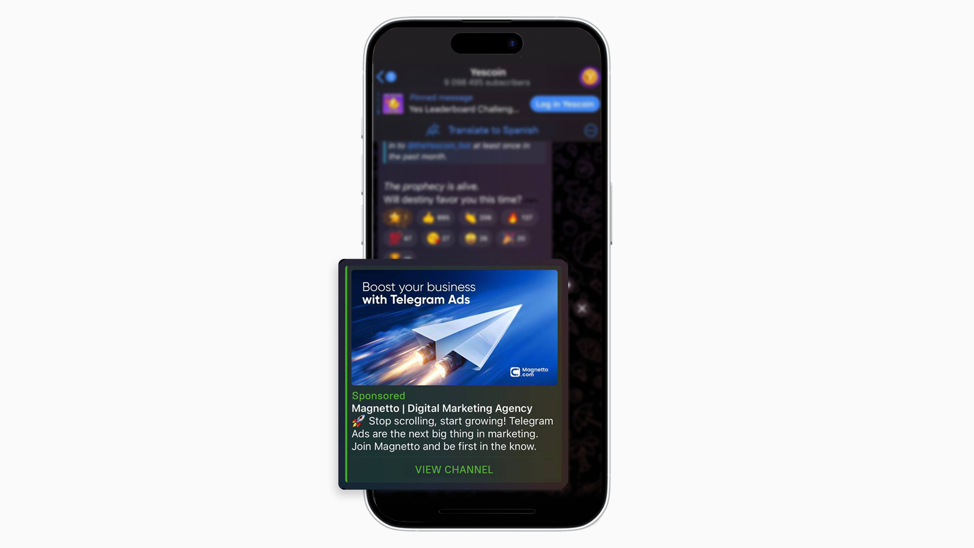Telegram Ads in a channel