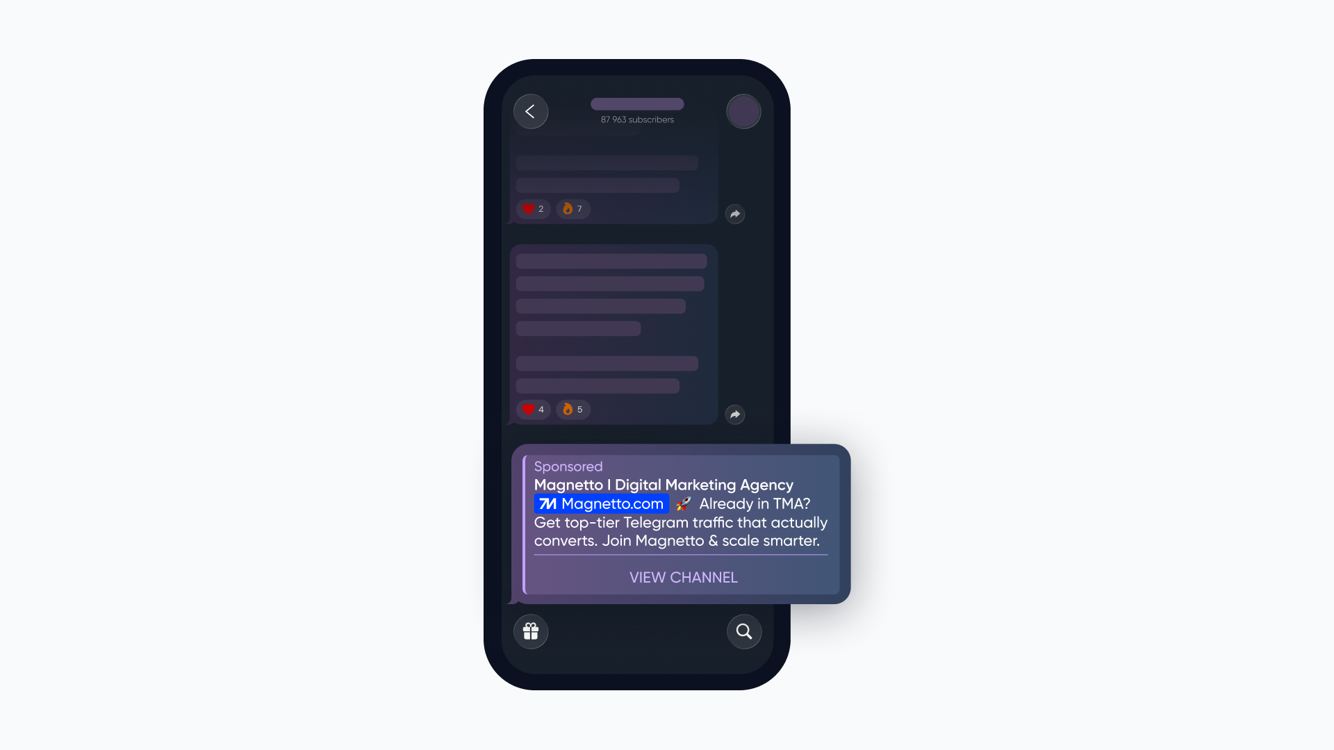Telegram text ads