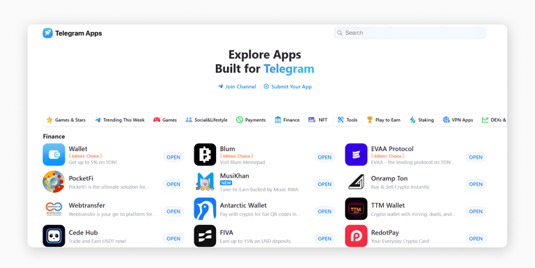 tApps Сenter interface