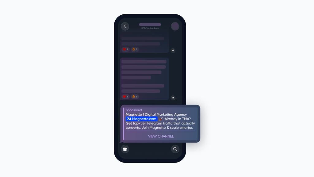 Telegram text ads