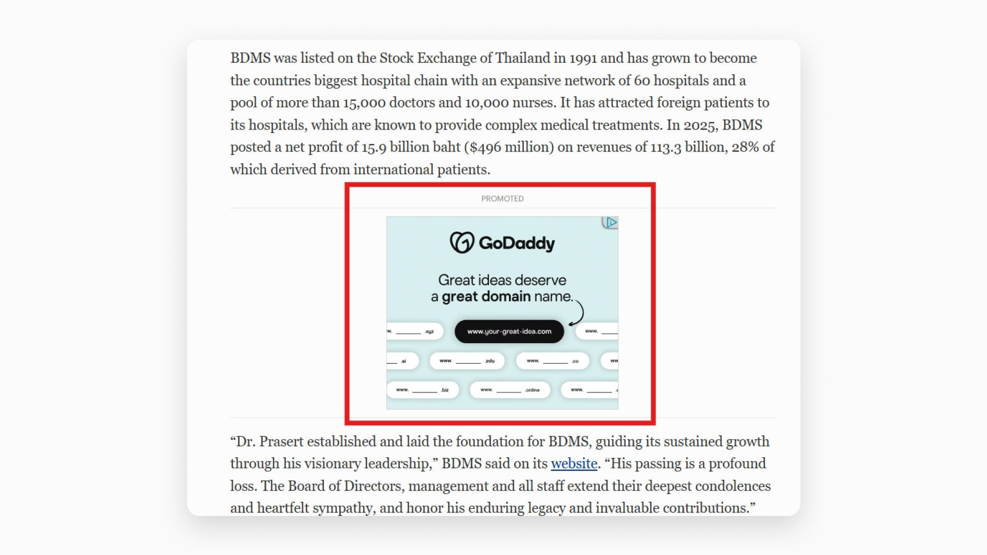 example of ad placement
