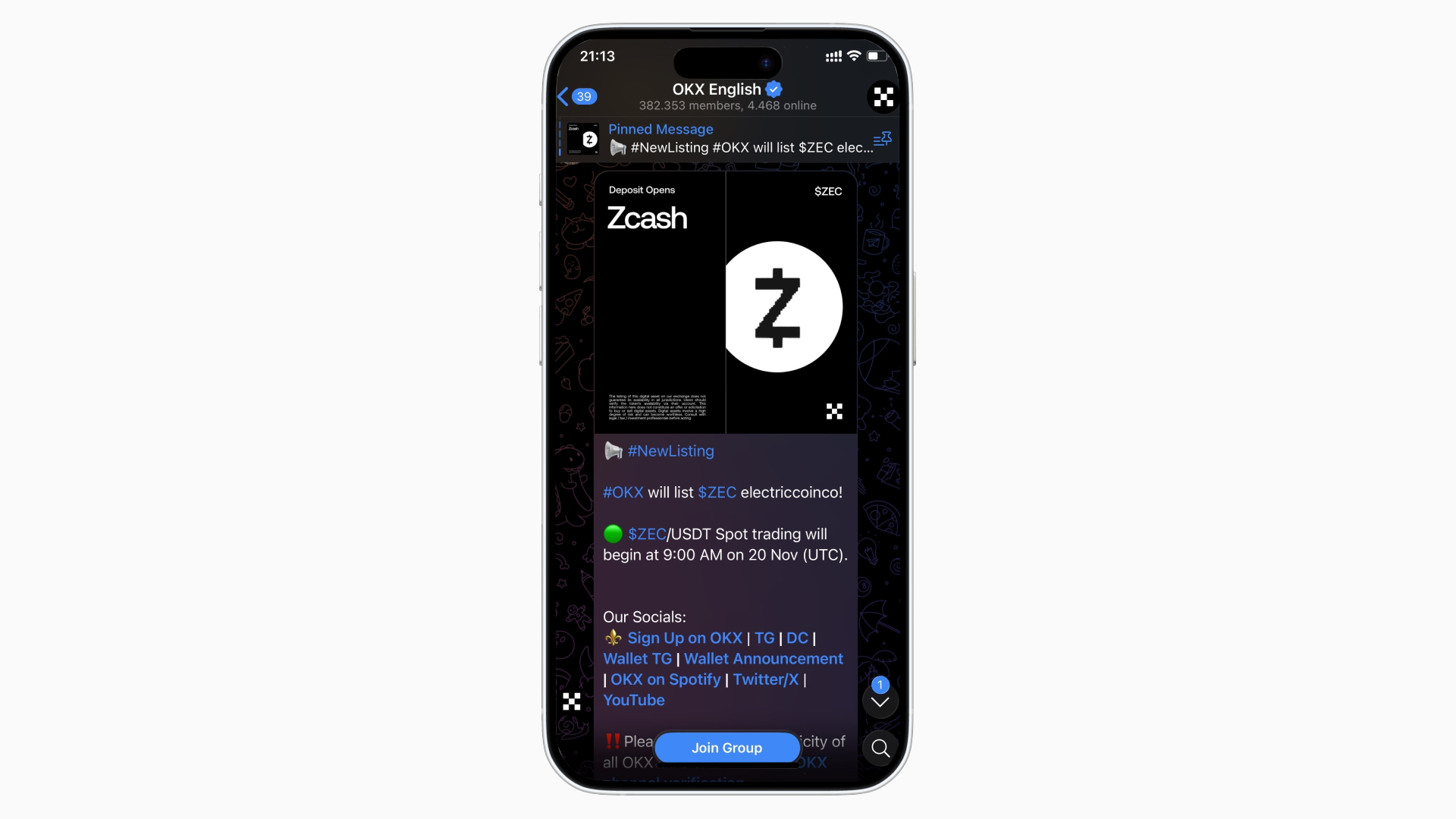 OKX Telegram group